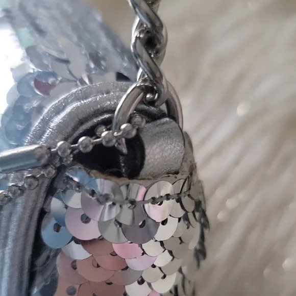 Coach Poppy Limited Edition Silver Sequin Micro Bag - Picture 6 of 16